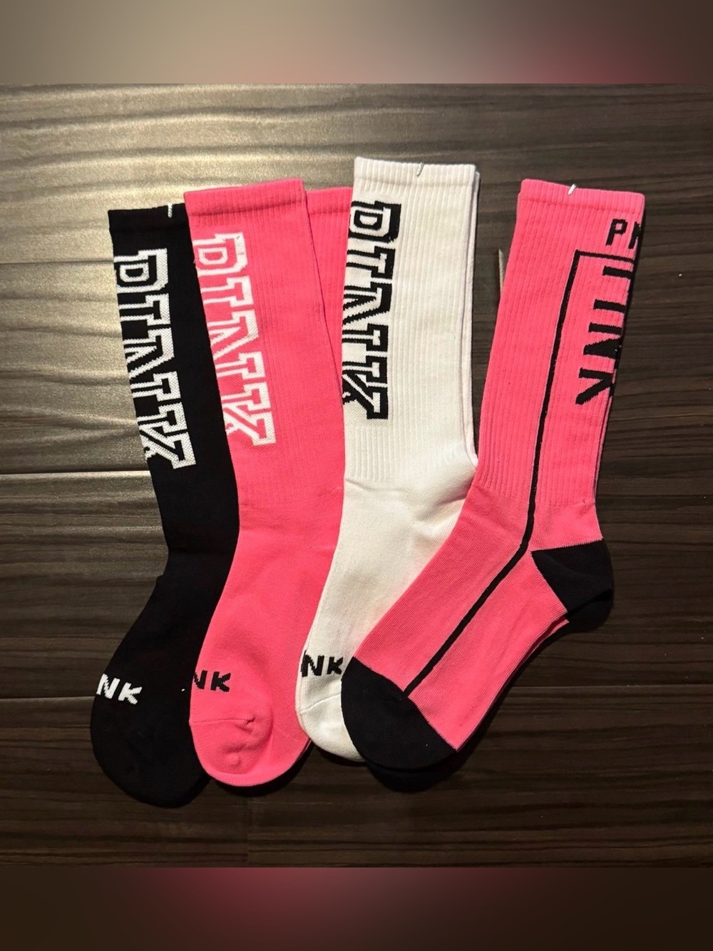 Pink Victoria’s Secret Socks
New Pink socks 
4 pairs included
Different styles